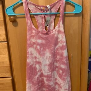 Pink the dye tank top with tied razor back